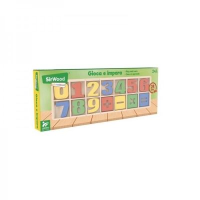 Set cifre si simboluri matematice din lemn, 28 de piese Globo SOLGL40774