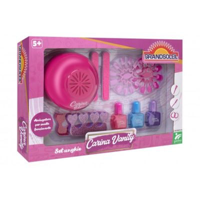 Set de joaca pentru fetite Globo manichiura si pedichiura cu sclipici si lampa speciala pentru unghii SOLGL419495