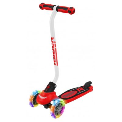 Trotineta pentru copii cu 3 roti Saica Ryder Neo Led cu roti din silicon rosu cu negru SOLSA3404K