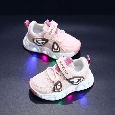 Adidasi roz cu luminite panda new style adt-19-1