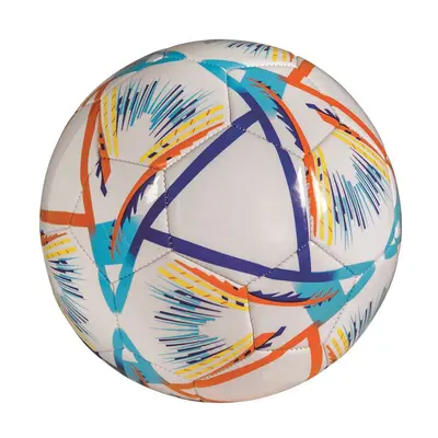 Minge fotbal material PVC piele ecologica, diametru 23 cm, marime normala de joc, pentru teren fotbal de iarba sau sintetic, model Colours