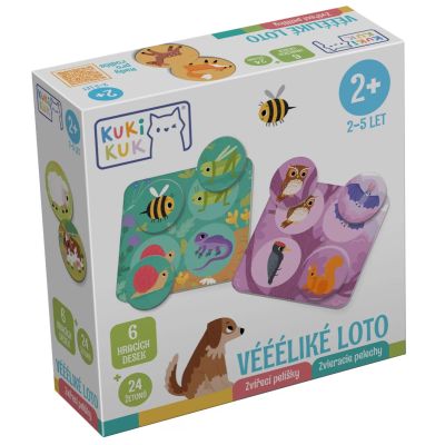 Joc educational pentru copii, Loto culori si animale, KuKiKuk Efko, 6 planse culori diferite, 24 jetoane, carton gros, animatii colorate haioase, varsta 2-5 ani