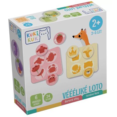 Joc educational pentru copii, Loto culori, obiecte si animale, KuKiKuk Efko, 6 planse culori diferite, 24 jetoane, carton gros, animatii colorate haioase, varsta 2-5 ani