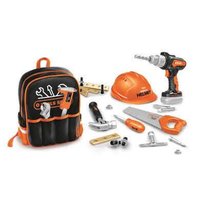 Ghiozdan material textil cu scule de lucru RS Toys, pentru copii, 30 piese, surubelnita, suruburi, dibluri SOLRS11691