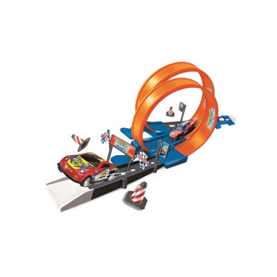 Set de joaca pentru copii, Pista de viteza cu dublu loop, masinute incluse, lansator pentru viteza maxima, Speed Racing