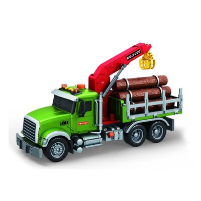 Camion frictiune RS Toys Play, cu remorca lemne, sunete si lumini SOLRS11635