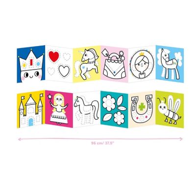 Carte de colorat pentru copii Banana Panda Ready To Draw, Unicorni si Zane Wonderland, 23 ilustratii simple, 2 carti tip acordeon, 96 cm lungime SOLBP50157