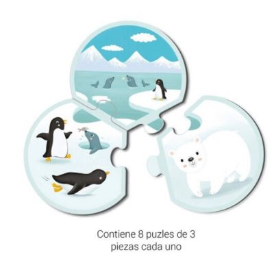 Puzzle din 3 piese Animalele si mediul lor, Apli Kids, 24 piese