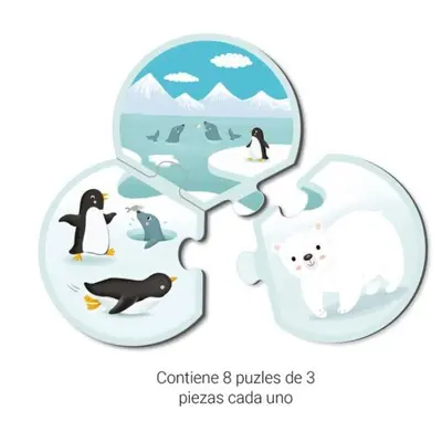 Puzzle din 3 piese Animalele si mediul lor, Apli Kids, 24 piese