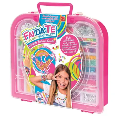 Joc frumusete si bijuterii copii, Valiza cu margele colorate si accesorii pentru bratari si coliere RS Toys SOLRS11453
