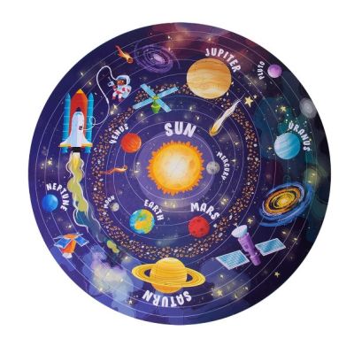 Puzzle circular, Apli, tema Sistemul Solar, 48 piese, 50 cm