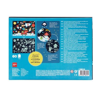 Puzzle Glow In The Dark, Apli, tema Spatiu, 60 piese, 52 x 34 cm
