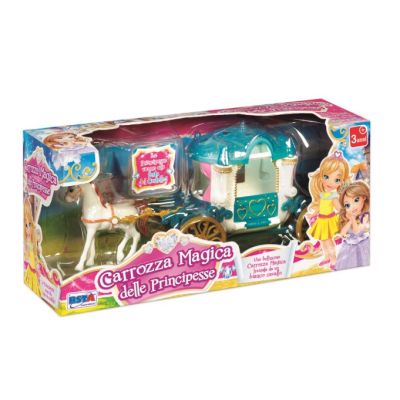 Jucarie interactiva pentru fetite, Rs Toys, Caleasca printesa cu cal alb SOLRS11733