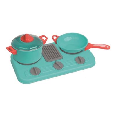 Set tematic de jucarie pentru copii mini bucatarie cu aragaz 2 ochiuri, oale cu capac si cratite, spatule si alte accesorii incluse