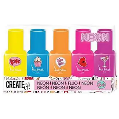 Set 5 oje neon Create It!, diverse culori, pentru fetite SOLVDM2010560