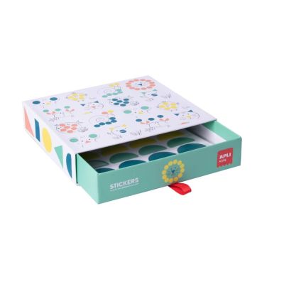 Joc creativ cu autocolante geometrice, APLI, tema Animale, 19 x 16,5 x 4 cm, 8 coli