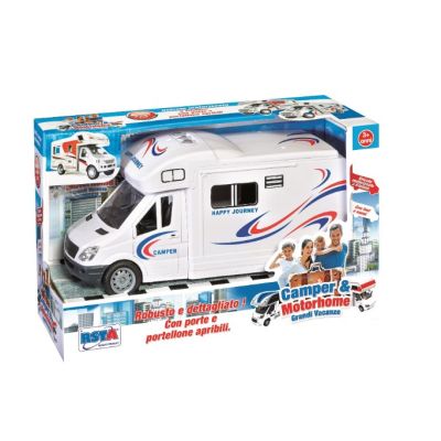Rulota Camper RS Toys cu frictiune, lumini, sunete si deschiderea usilor, pentru copii SOLRS10942