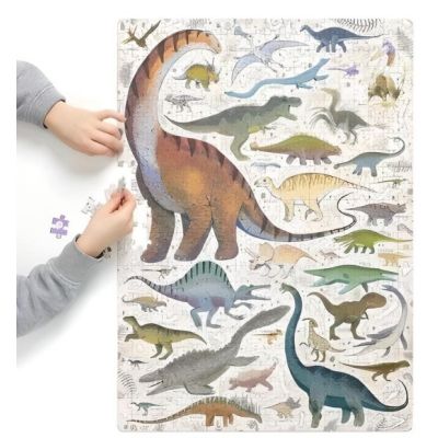 Puzzle pentru copii educational, Banana Panda Puzzlove Dinosaurs, 200 piese, specii dinozauri, format mare 68 x 48 cm SOLBP49257