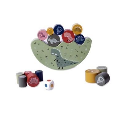 Joc arcade echilibrarea dinozaurilor, APLI Kids, Lemn, 22.7x3.5x27 cm, Multicolor