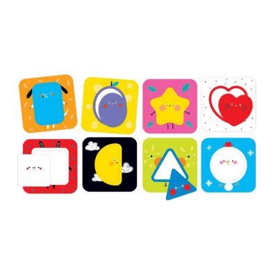 Joc educativ pentru copii si bebelusi, Banana Panda On the Go Discovering Shapes, Primele cartonase cu imagini si forme geometrice, 16 piese SOLBP49099
