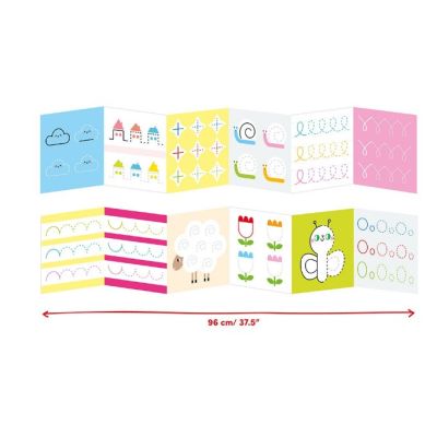 Carte de colorat si trasat linii pentru copii Banana Panda Ready To Trace Beginner Lines, imagini din natura, 23 ilustratii de trasare si colorare, 2 carti tip acordeon, 96 cm lungime SOLBP50158