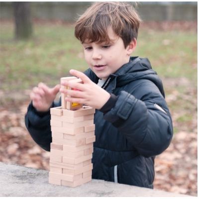 Joc educativ pentru copii si copii nevoi speciale tip Domino, Andreu Toys, piese din lemn cu efect translucid si transparent colorat, 7 culori, 28 piese, care stralucesc la lumina SOLANT16121