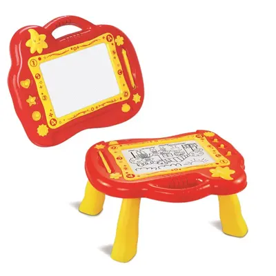 Tablita magnetica cu picioare si maner trasnport RS Toys, cu marker si 3 stampile magnetice SOLRS11712