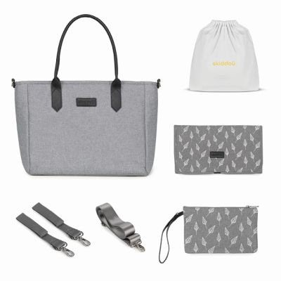 Geanta multifunctionala pentru parinti skiddou ingrid, evening shadow, gri-negru sk_2080033