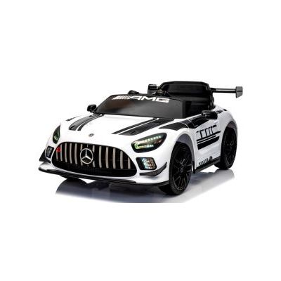 Masinuta electrica cu telecomanda mercedes gt3 evo, 114x69x45 cm, varsta 1-5 ani, roti eva, scaun din piele eco, putere 90w - alb edeedigt3evoalb