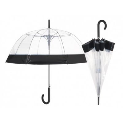 Umbrela dama automata Perletti forma cupola cu margine neagra 89 cm diametru SOLPE26273