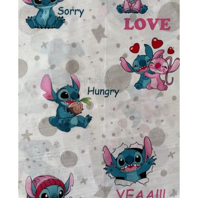 Lenjerie bumbac ranforce pat 3 piese copii 2-8 ani Angel si Stitch pentru saltele 140x70 cm ASC6427968006631