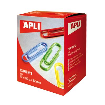 Agrafe pentru birou Apli, 32 mm, colorate, 100 bucati/cutie BPTCAL011723