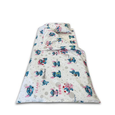 Lenjerie bumbac ranforce pat 3 piese copii 2-8 ani Angel si Stitch pentru saltele 140x70 cm ASC6427968006631