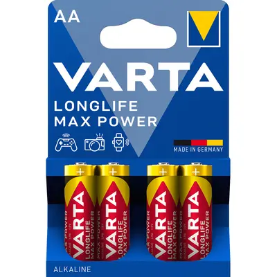 Baterii Varta Longlife Max Power, LR6, AA, alcaline, 1.5 V, 4 bucati/set BPTCVR110001