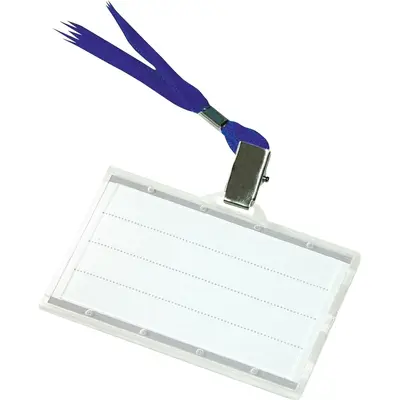 Ecuson orizontal Donau, 85 x 50 mm, cu snur albastru, 50 bucati/cutie BPTCDN100962