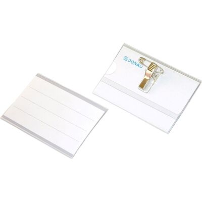 Ecuson orizontal Donau, 90 x 57 mm, cu ac si clip, 50 bucati/cutie BPTCDN100963