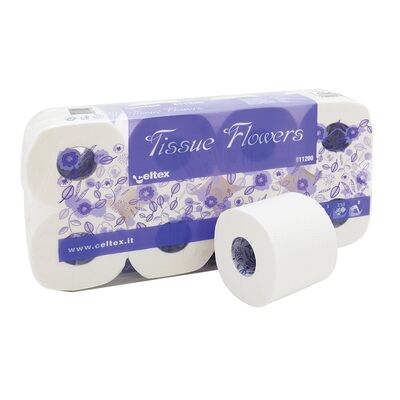 Hartie igienica mini, Celtex, Tissue Flowers, 3 straturi, alba, 8 role/set BPTCCE011200