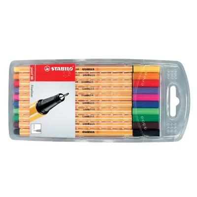 Liner Stabilo Point 88, varf fetru, 0.4 mm, 10 culori/set (rosu, negru, albastru, verde, roz, mov, verde deschis, violet, orange, galben) BPTCSW168810