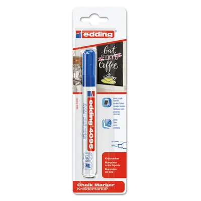 Marker Edding 4095 cu creta lichida, varf 2-3 mm, albastru, blister BPTCED40953B