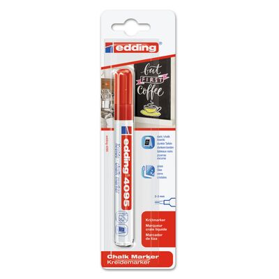 Marker Edding 4095 cu creta lichida, varf 2-3 mm, rosu, blister BPTCED40952B