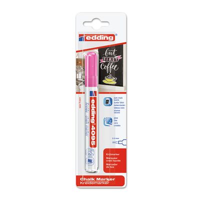 Marker Edding 4095 cu creta lichida, varf 2-3 mm, roz, blister BPTCED409569