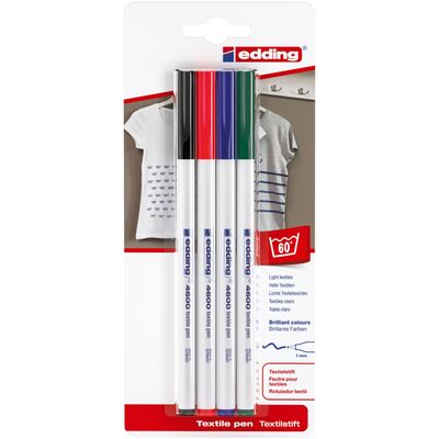 Marker Edding 4600, pentru textile, varf rotund 1 mm, 4 culori/blister BPTCED46008