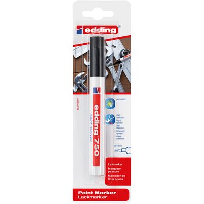 Marker Edding 750, cu vopsea, corp metalic, varf 2-4 mm, negru, blister BPTCED75001B