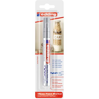 Marker Edding 750 cu vopsea, corp metalic, varf 2-4 mm, argintiu, blister BPTCED75004B