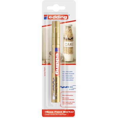 Marker Edding 750 cu vopsea, corp metalic, varf 2-4 mm, auriu, blister BPTCED75003B