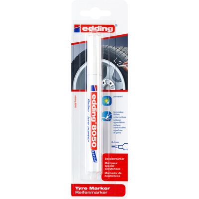 Marker Edding 8050, pentru anvelope, varf rotund 2- 4 mm, alb, blister BPTCED80500B