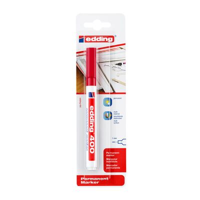 Marker permanent Edding 400, varf rotund 1 mm, rosu, blister BPTCED40002B