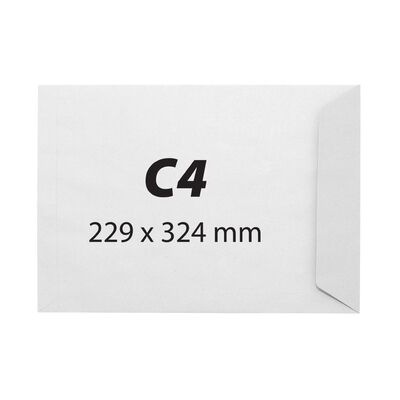 Plic C4, 229 x 324 mm, alb, banda silicon, 100 g/mp, 250 bucati/cutie BPTCKF50322