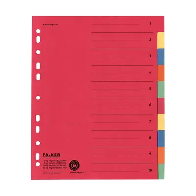 Separatoare carton 240x297 index color 230g 10 bucati/set, A4, rezistente BPTCFA05422