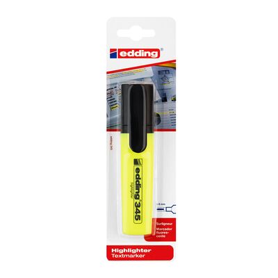 Textmarker Edding 345, varf retezat, 2-5 mm, galben, blister BPTCED34505B